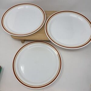 Corelle Corning 10.25" Dinner Plates Cinnamon Chestnut Set 3 Vintage Retro
